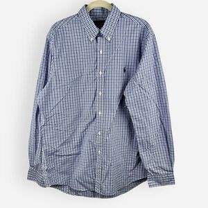 Ralph‎ Lauren Button Down Shirt Mens Large Long Sleeve Blue White Plaid Check